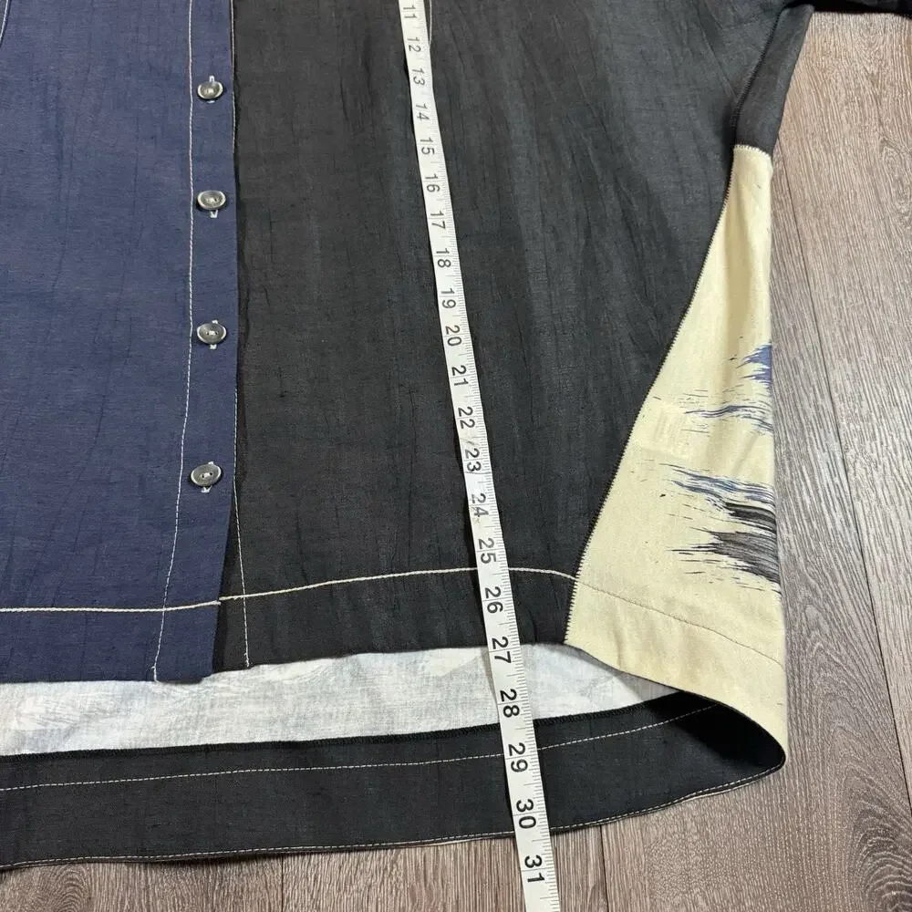 Ozai N Ku Black Blue Brush Stroke Top Shirt Boxy Oversized Art to Wear sz 1 - Picture 5 of 13